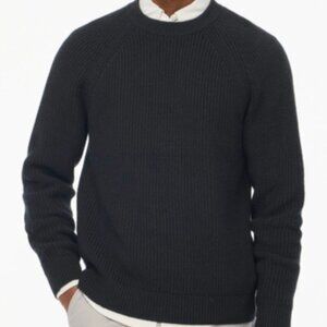 J.Crew Factory Raglan Shaker-stitch Crewneck Sweater Dark Navy Blue Men's L